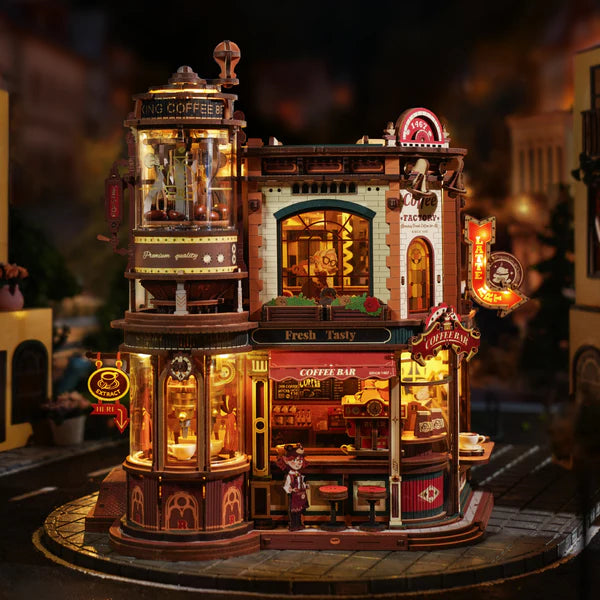 Fabryka Kawy Dream Coffee Factory ROKR EAB02 – model z oświetleniem LED nocnym, widok z boku