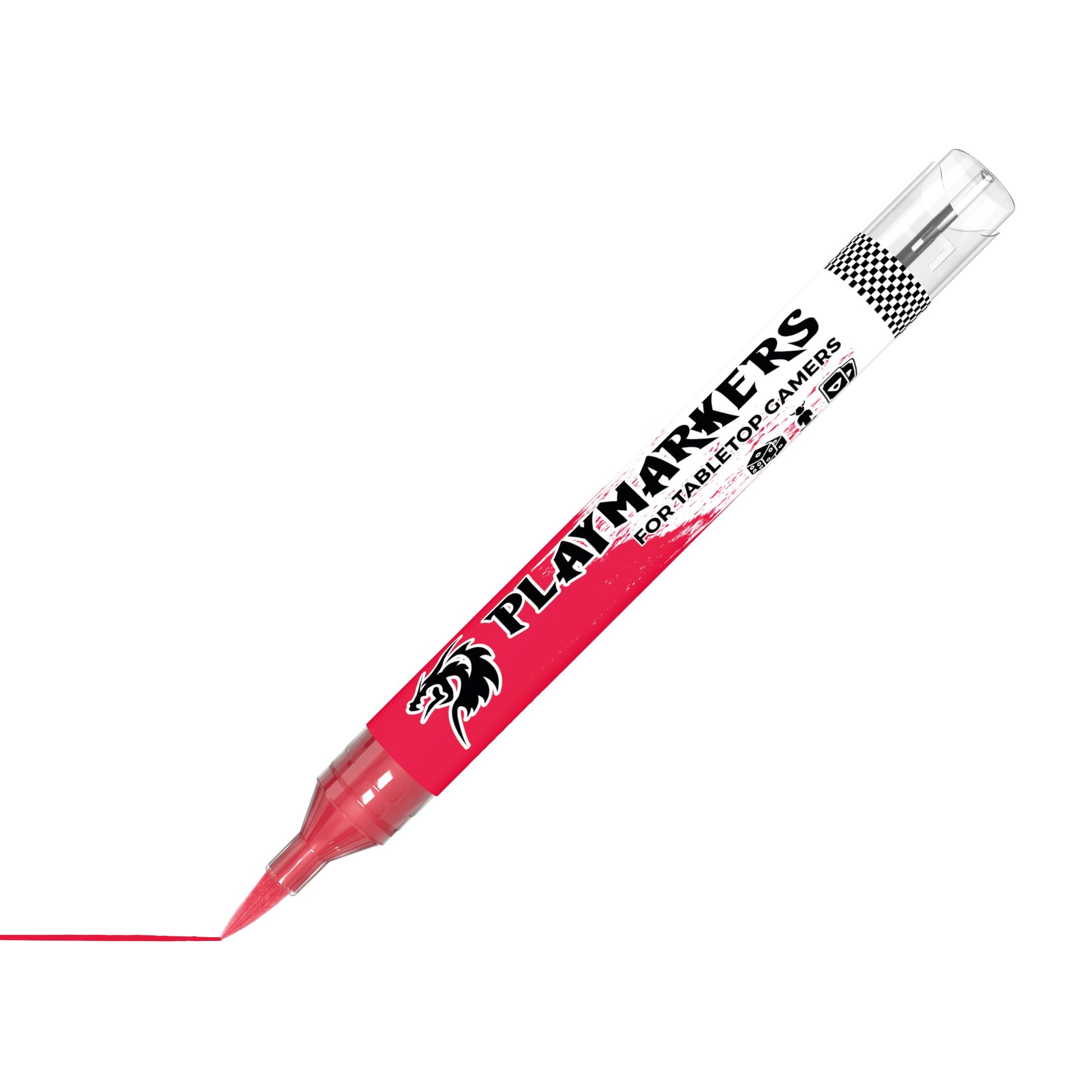 Red AKM018 AK Interactive Playmarker marker ukośnie z końcówką pędzelkową - czerwony marker akrylowy do figurek 