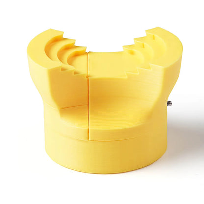Żółta głowica zaciskowa Clamp-Style Golden Maple – widok z przodu, sprężynowy mechanizm zaciskowy, druk 3D
