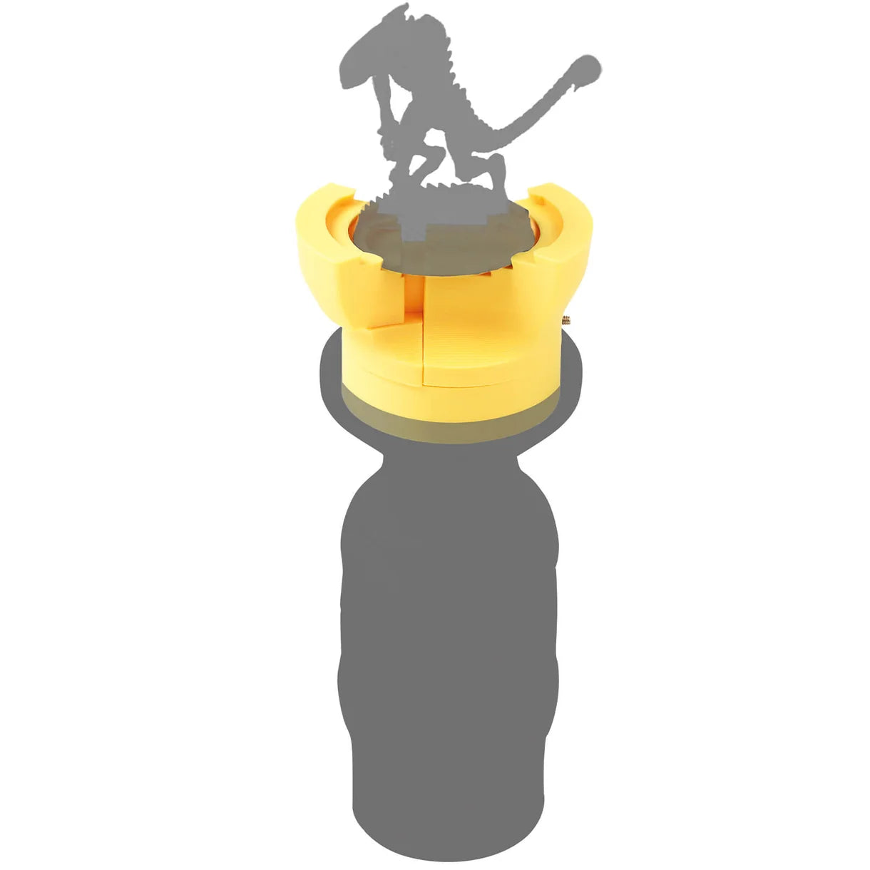 Żółta głowica zaciskowa Clamp-Style Golden Maple zamontowana na uchwycie malarskim z figurką Warhammer – renderowanie 3D
