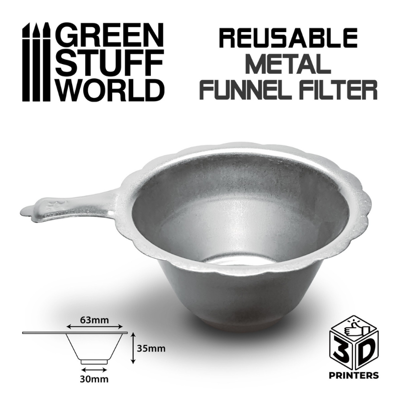 Reusable Metal Resin Filter - Green Stuff World - wymiary 63x35x30mm