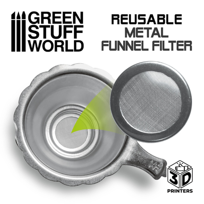 Reusable Metal Resin Filter - Green Stuff World - lejek z siatką 80 mesh zbliżenie