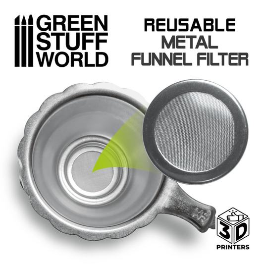Reusable Metal Resin Filter - Green Stuff World - lejek z siatką 80 mesh zbliżenie