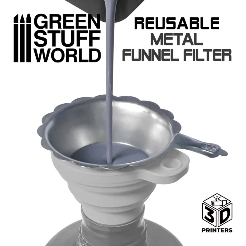 Reusable Metal Resin Filter - Green Stuff World - przelewanie żywicy przez filtr do butelki
