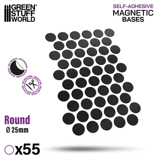 Round Magnetic Sheet Self-Adhesive 25mm 10861 – Green Stuff World – 55 okrągłych magnesów samoprzylepnych ø25mm do podstawek figurek