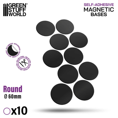 Round Magnetic Sheet Self-Adhesive 60mm 10867 – Green Stuff World – 10 okrągłych magnesów samoprzylepnych ø60mm do podstawek monsterów i pojazdów