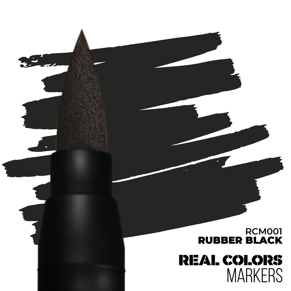 Rubber Black RCM001 AK Interactive Real Colors Marker końcówka i próbka koloru - głęboka czarna guma marker akrylowy - AK Interactive
