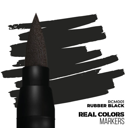 Rubber Black RCM001 AK Interactive Real Colors Marker końcówka i próbka koloru - głęboka czarna guma marker akrylowy - AK Interactive

