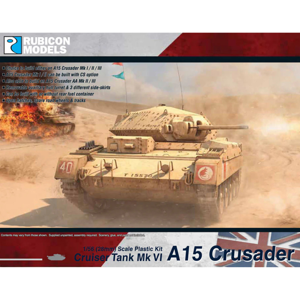 Rubicon Models A15 Crusader Cruiser Tank Mk VI – pudełko zestawu 1/56 28mm Bolt Action
