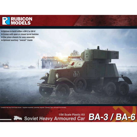Rubicon Models BA-3 BA-6 Sowiecki Ciężki Samochód Pancerny – pudełko zestawu 1/56 28mm Bolt Action