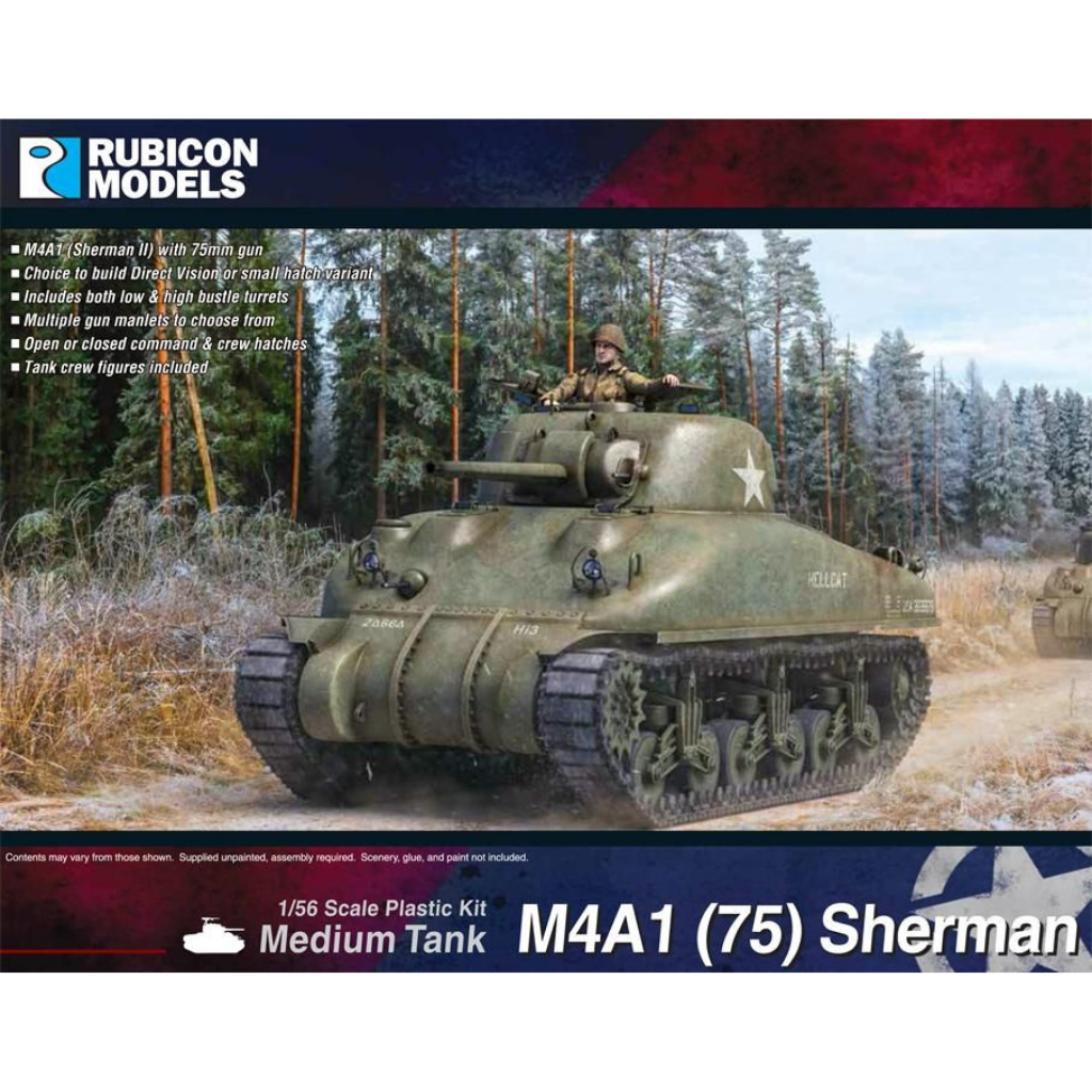 Rubicon Models M4A1 (75) Sherman – pudełko zestawu 1/56 skala 28mm Bolt Action