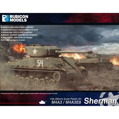 Rubicon Models M4A3 M4A3E8 Sherman – pudełko zestawu 1/56 28mm Bolt Action