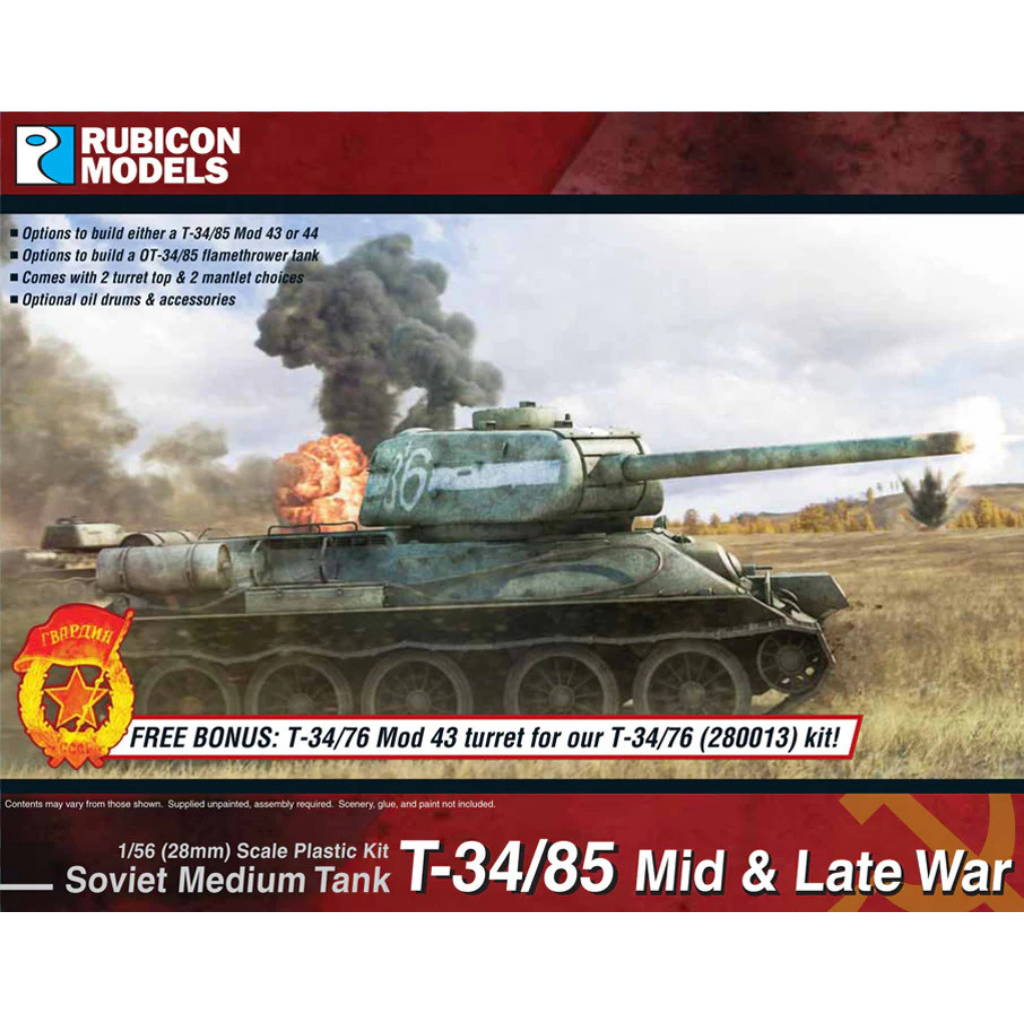 Rubicon Models T-34/85 Mid Late War – pudełko zestawu 1/56 28mm Bolt Action