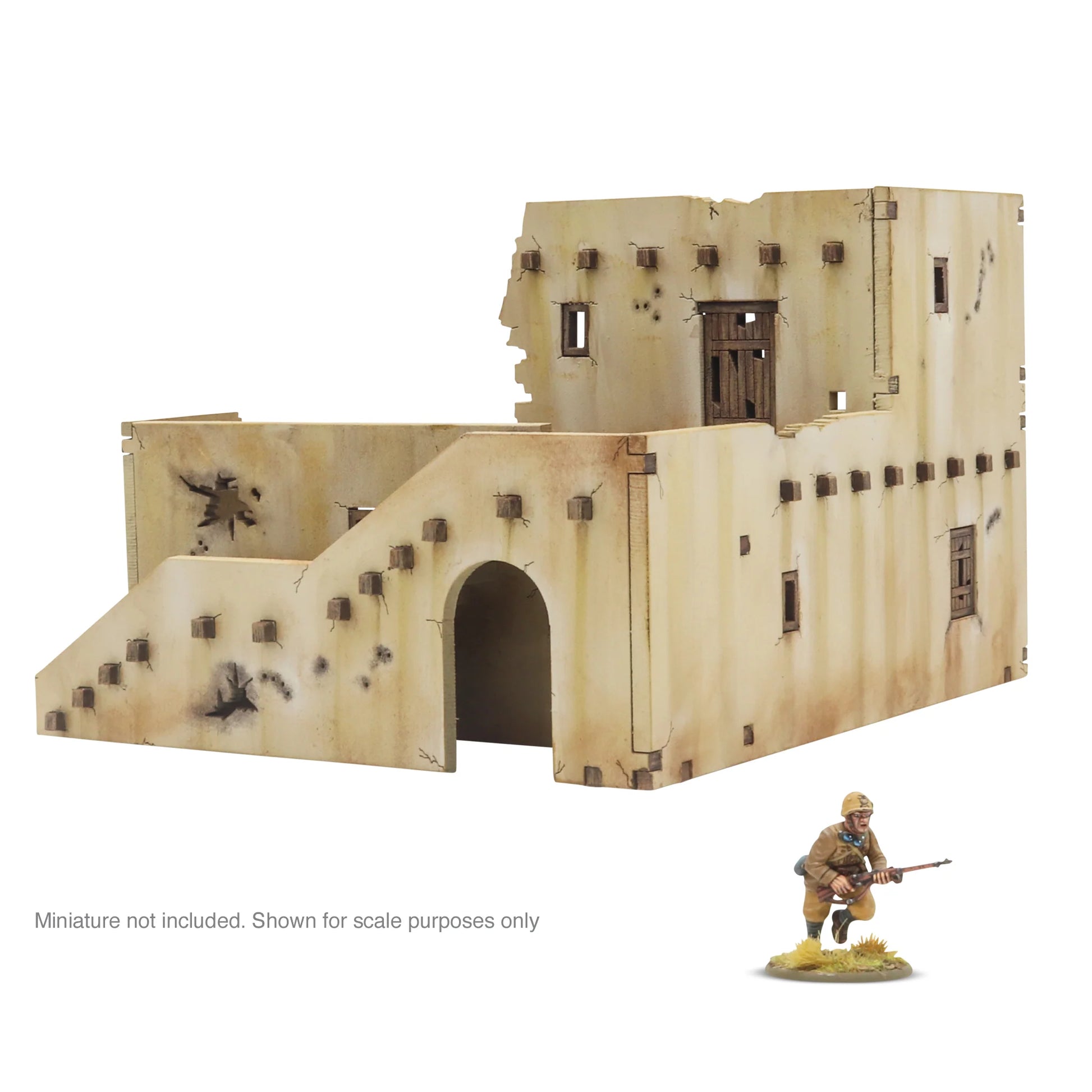 Adobe Building Ruins – widok z tyłu na dziedziniec i piętro, Bolt Action 28mm Warlord Games
