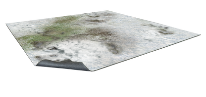 Winter Snowscape – Mata do gry 2'x2' (60x60 cm) Mousepad Battle Systems – widok perspektywiczny Śnieżnej tundry z kamieniami