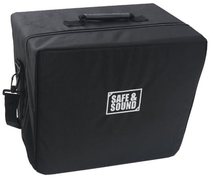 Safe & Sound Torba MAXI – czarna torba transportowa z haftowanym logo Safe & Sound, górny uchwyt i pasek na ramię, zamek błyskawiczny, widok z przodu
