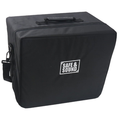 Safe & Sound Torba MAXI – czarna torba transportowa z haftowanym logo Safe & Sound, górny uchwyt i pasek na ramię, zamek błyskawiczny, widok z przodu
