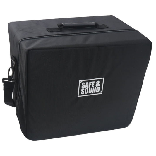 Safe & Sound Torba MAXI – czarna torba transportowa z haftowanym logo Safe & Sound, górny uchwyt i pasek na ramię, zamek błyskawiczny, widok z przodu
