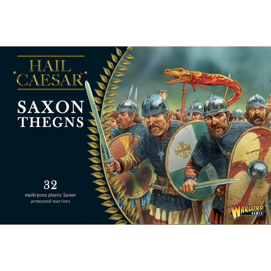 Saxon Thegns pudełko front Hail Caesar Warlord Games – 32 plastikowe figurki 28mm
