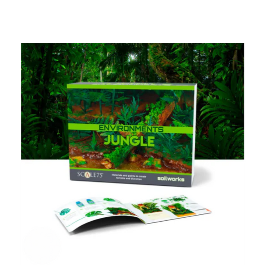 Scale75 Soilworks Environments Jungle SEN-006 – pudełko zestawu z broszurą na tle dżungli, materiały do tworzenia terenów i dioram, Scale75
