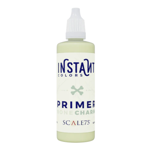 Instant Colors Primer Bone Charm 60ml SCPR-005 - butelka podkładu akrylowego Scale75 w kolorze kremowo-beżowym, widok z przodu
