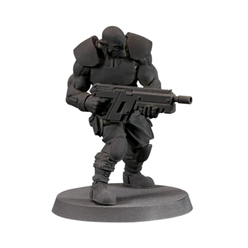 Scale75 Surface Primer Black 60ml – figurka orka pokryta czarnym podkładem akrylowym, efekt nałożenia primeru na model do gier figurkowych tabletop