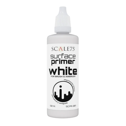Surface Primer White 60ml SCPR-001 - butelka podkładu akrylowego Scale75 w kolorze białym, widok z przodu
