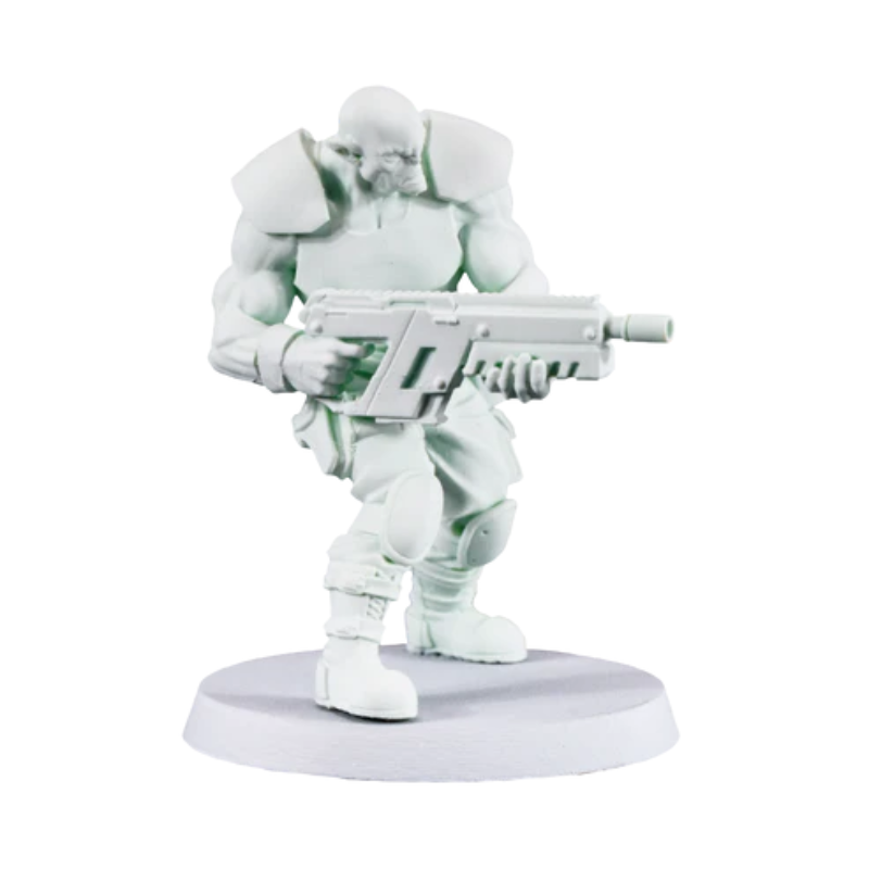Surface Primer White Scale75 - figurka żołnierza sci-fi pokryta białym podkładem, gotowa do malowania
