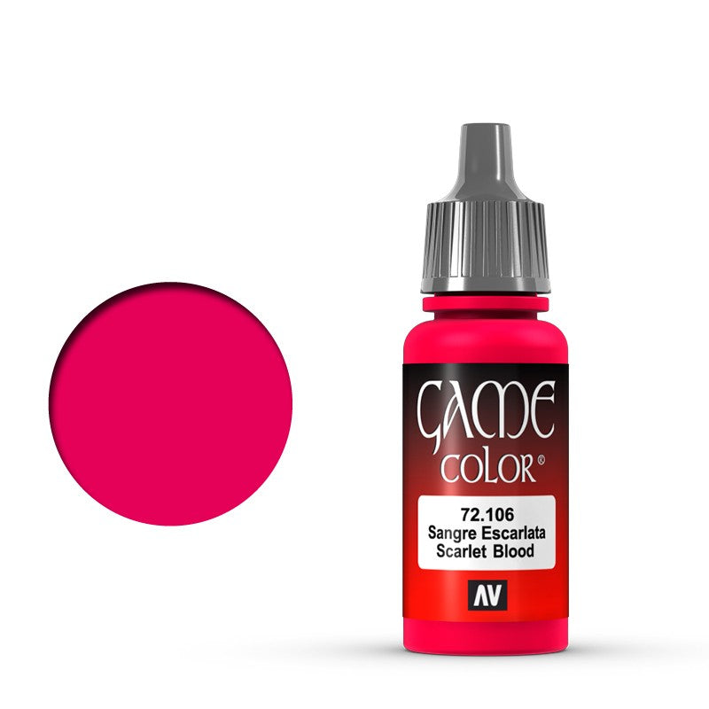 Vallejo Game Color Scarlet Blood 72.106 - intensywna szkarłatnoczerwona farba akrylowa 17ml do malowania krwi i figurek fantasy - Vallejo