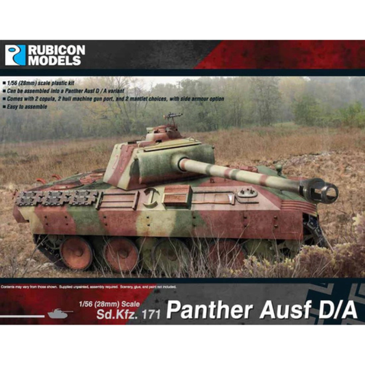 SdKfz 171 Panther Ausf D A – okładka pudełka Rubicon Models, model 28mm w lesie, 280014