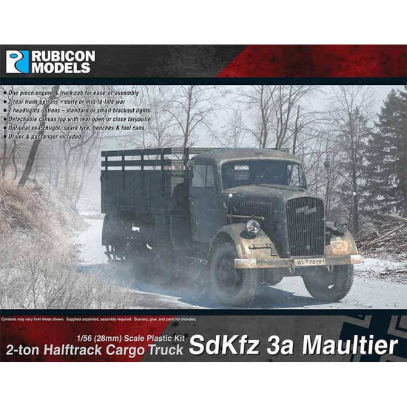 SdKfz 3a Maultier – okładka pudełka, model 28mm półgąsienicowy Opel Blitz zima, 280046