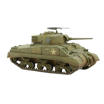Sherman V M4A4 - Bolt Action 28mm - widok z lewego boku olive drab 75mm gun pintle HMG US markings - Warlord Games