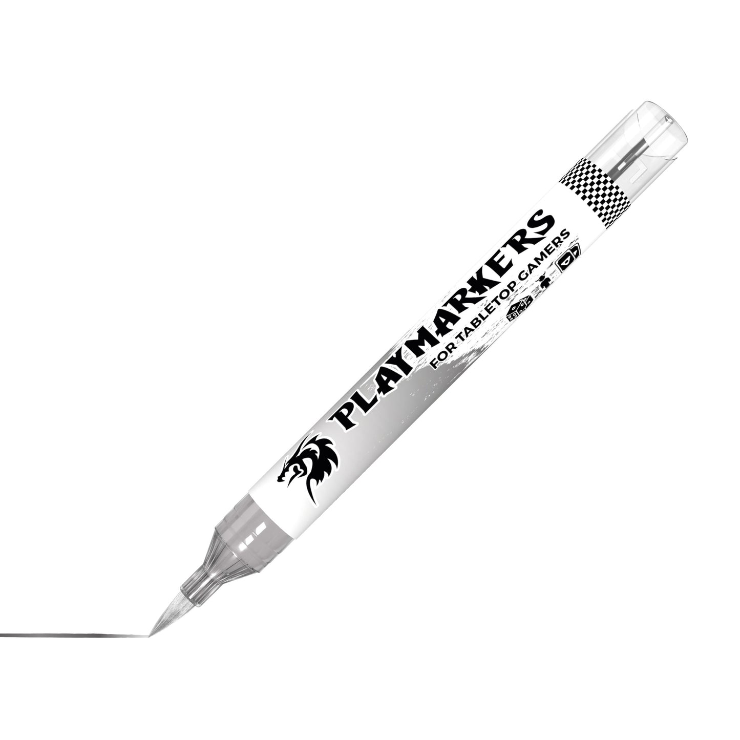 Silver AKM030 AK Interactive Playmarker marker ukośnie z końcówką pędzelkową - metaliczny srebrny marker akrylowy do figurek Warhammer i gier tabletop - AK Interactive
