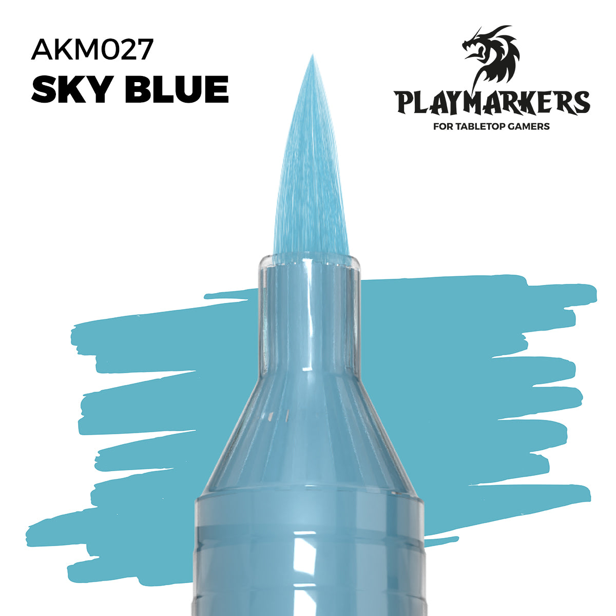 Sky Blue AKM027 AK Interactive Playmarker końcówka pędzelkowa z próbką koloru - świeży błękit nieba marker akrylowy do malowania figurek tabletop - AK Interactive
