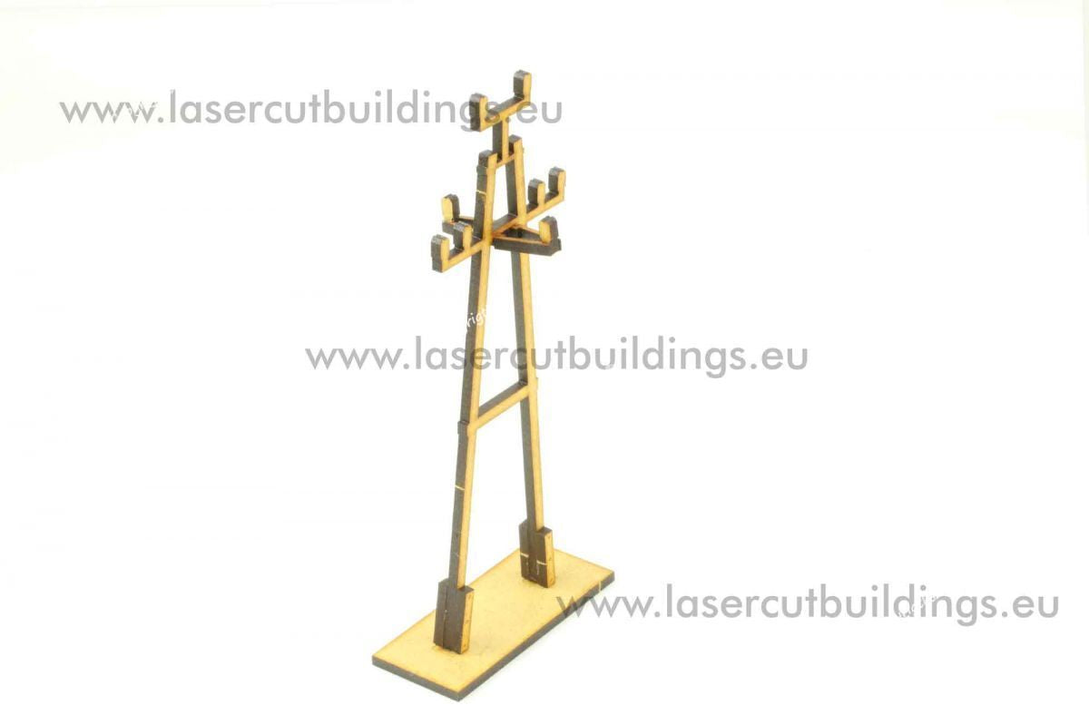 Zestaw Słupów Elektrycznych Typ II LBH0974 28mm HDF - pojedynczy słup widok z boku lewego Laser Cut Buildings
