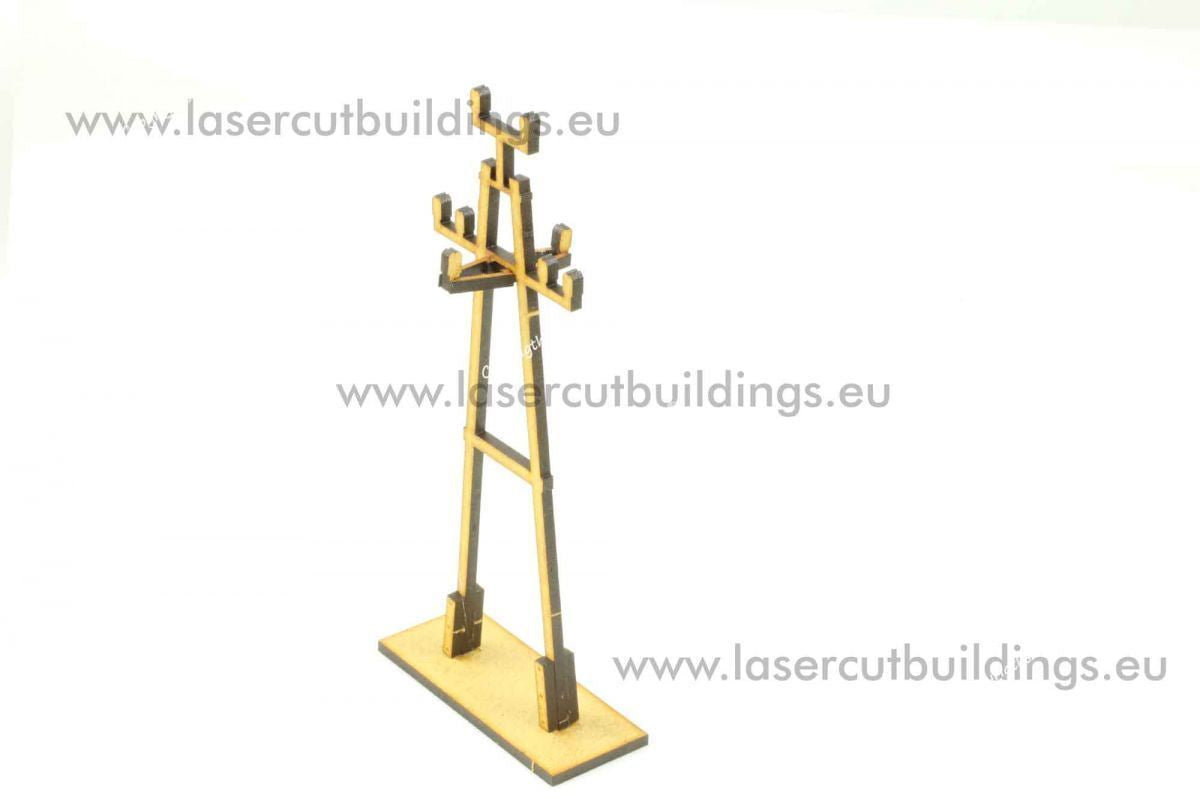 Zestaw Słupów Elektrycznych Typ II LBH0974 28mm HDF - pojedynczy słup widok z boku prawego Laser Cut Buildings

