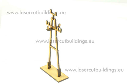 Zestaw Słupów Elektrycznych Typ II LBH0974 28mm HDF - pojedynczy słup widok z boku prawego Laser Cut Buildings
