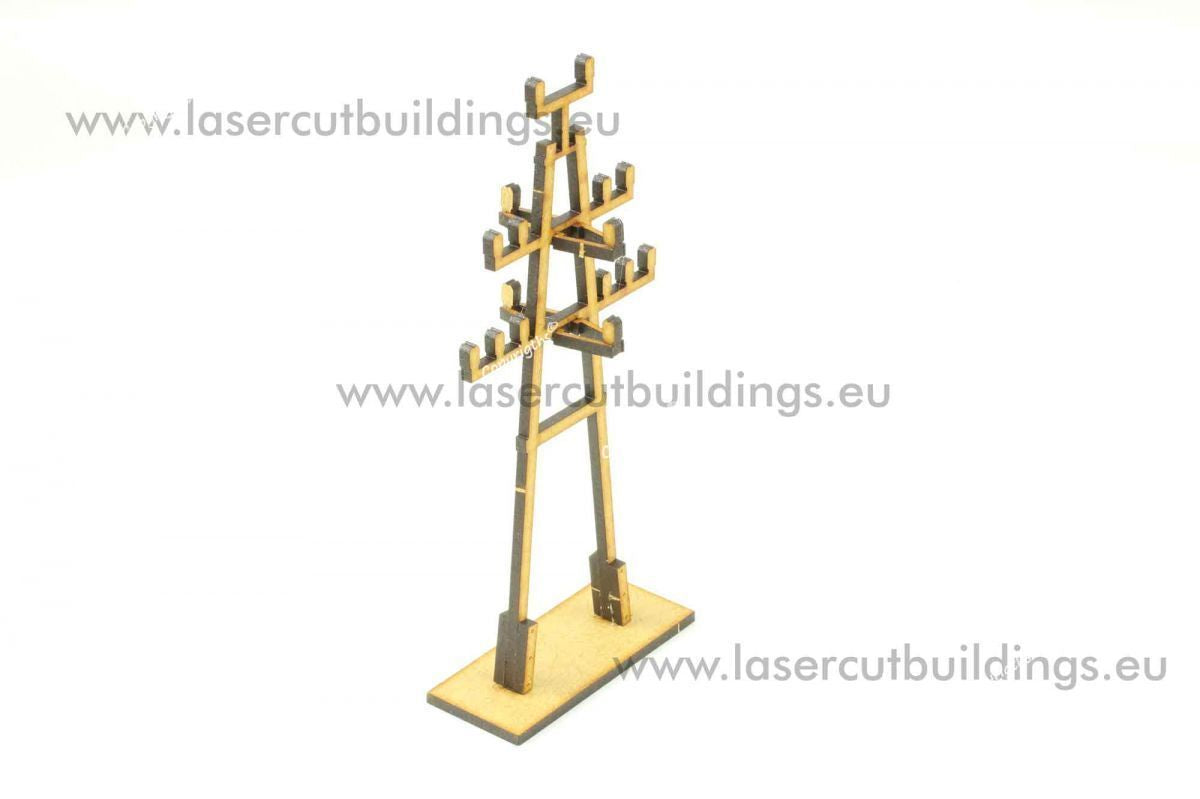 Zestaw Słupów Elektrycznych Typ I LBH0973 28mm HDF - pojedynczy słup widok z boku lewego Laser Cut Buildings
