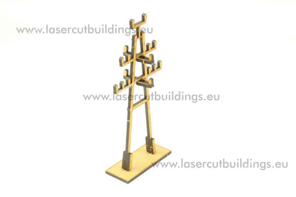 Zestaw Słupów Elektrycznych Typ I LBH0973 28mm HDF - pojedynczy słup widok z boku lewego Laser Cut Buildings
