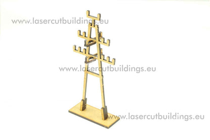 Zestaw Słupów Elektrycznych Typ I LBH0973 28mm HDF - pojedynczy słup widok z boku prawego Laser Cut Buildings
