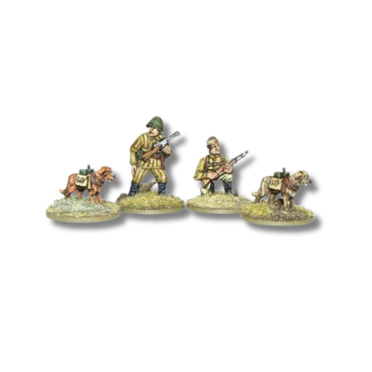 Soviet Army Dog Mine Anti-Tank Teams - Bolt Action 28mm - 2 figurki piechoty sowieckie mundury khaki hełmy 2 psy minowe ładunki wybuchowe podstawki Andrés Amián - Warlord Games