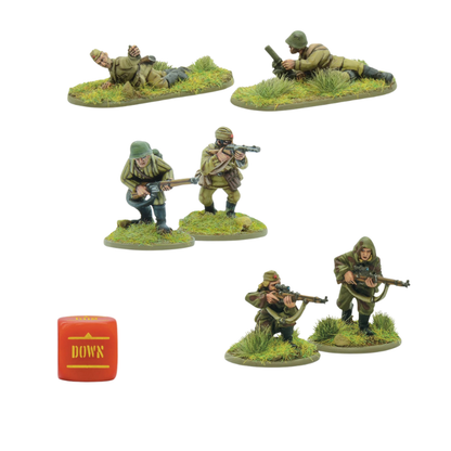 Soviet Army Weapons Teams - Bolt Action 28mm - snajper Mosin-Nagant moździerz 50mm miotacz ognia ROKS-2 mundury khaki podstawki kości rozkazu DOWN - Warlord Games