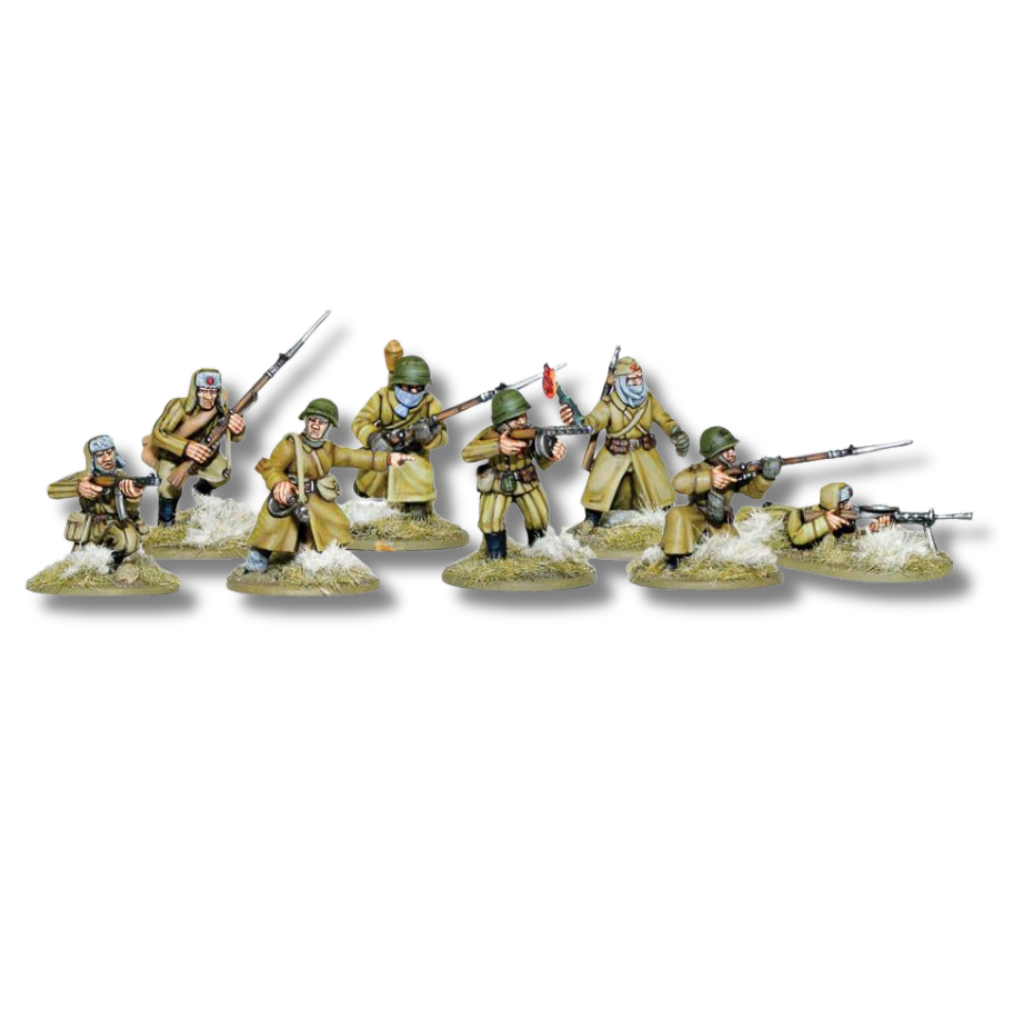 Soviet Winter Infantry - Bolt Action 28mm - pomalowane figurki zimowe mundury khaki Mosin-Nagant PPSh-41 DP-28 podstawki Andrés Amián - Warlord Games