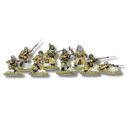 Soviet Winter Infantry - Bolt Action 28mm - pomalowane figurki zimowe mundury khaki Mosin-Nagant PPSh-41 DP-28 podstawki Andrés Amián - Warlord Games