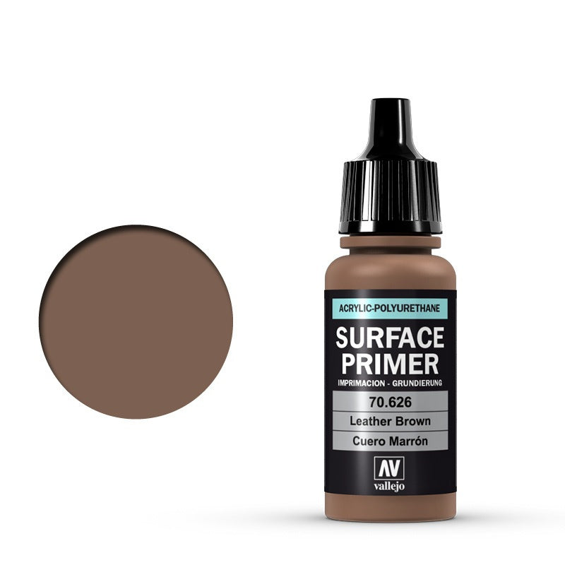 Vallejo Surface Primer Leather Brown 70.626 - brązowy podkład akrylowo-poliuretanowy 17ml do aerografu do gruntowania figurek i modeli - Vallejo