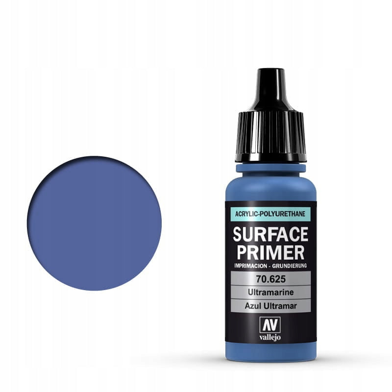 Vallejo Surface Primer Ultramarine 70.625 - niebieski podkład akrylowo-poliuretanowy 17ml do aerografu do gruntowania figurek i modeli - Vallejo