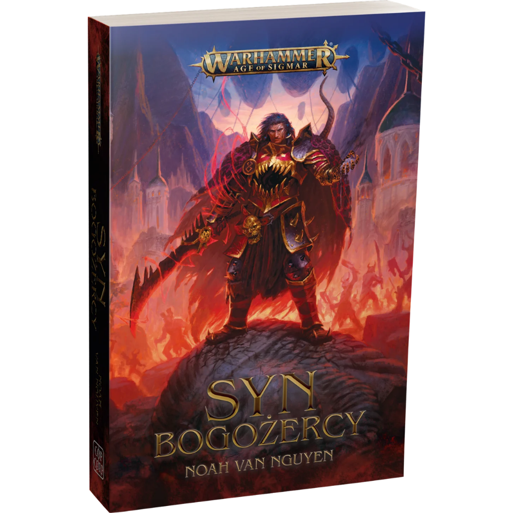 Syn Bogożercy – okładka 3D powieści Warhammer Age of Sigmar, Noah Van Nguyen, miękka oprawa
