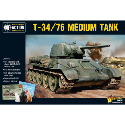 T-34/76 Medium Tank - Bolt Action 28mm - pudełko przód scena bitewna Soviet green 121 dowódca czołgu eksplozja Panzer III - Warlord Games