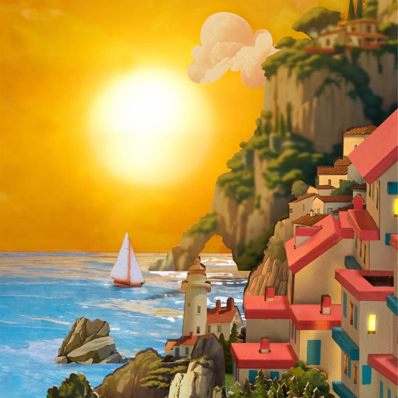 Sunset Isle Rolife TGB18 – schemat wymiarów modelu z oznaczeniami wysokości, szerokości i głębokości na białym tle