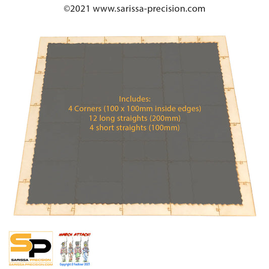 TTS Utility 900x900 Narrow Table Surround TT30 MDF - Obramowanie Stołu 50mm - widok pełnego zestawu z zawartością Sarissa Precision
